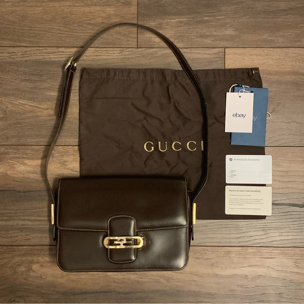 ❌SOLD❌ Vintage Gucci Dark Brown Box Leather Shoulder Bag